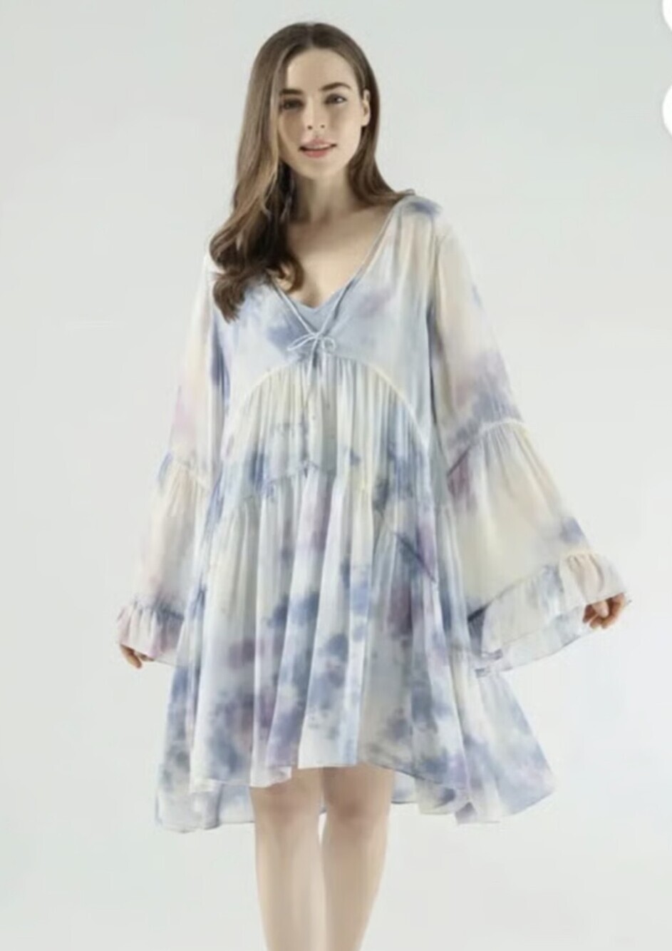 Young Fabulous & Broke Cream, Blue & Purple Tie-Dye Tunic Cover Up Size S New